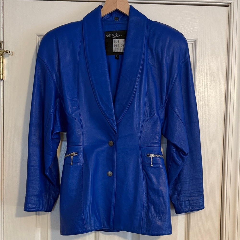 Michael Hoban Royal Blue Leather Blazer